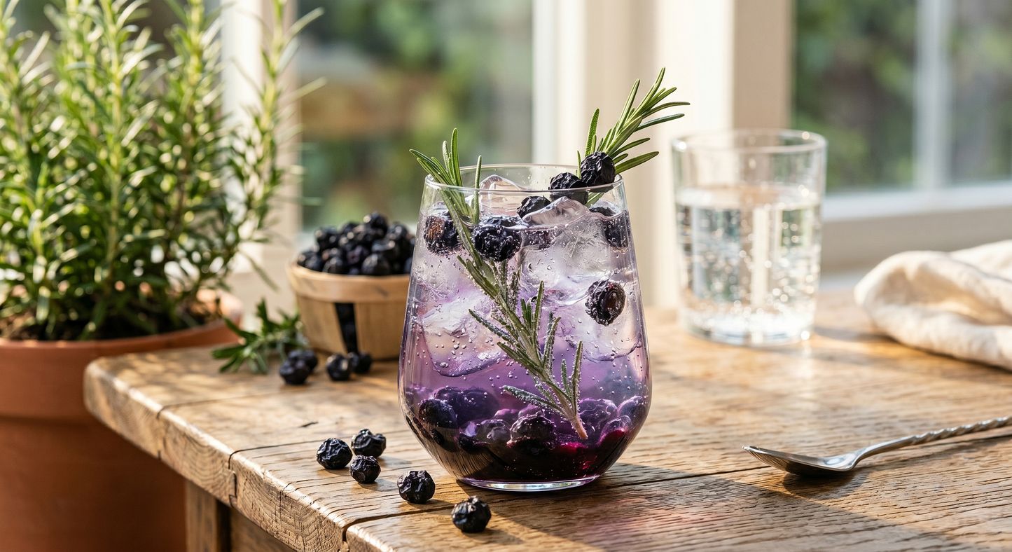 Sirop de Afine: Mocktail Efervescent „Blueberry Rosemary Smash”
